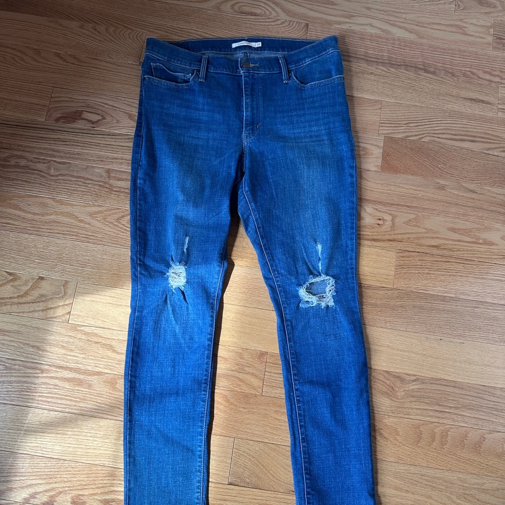 Women's Distressed Blue Skinny Jeans